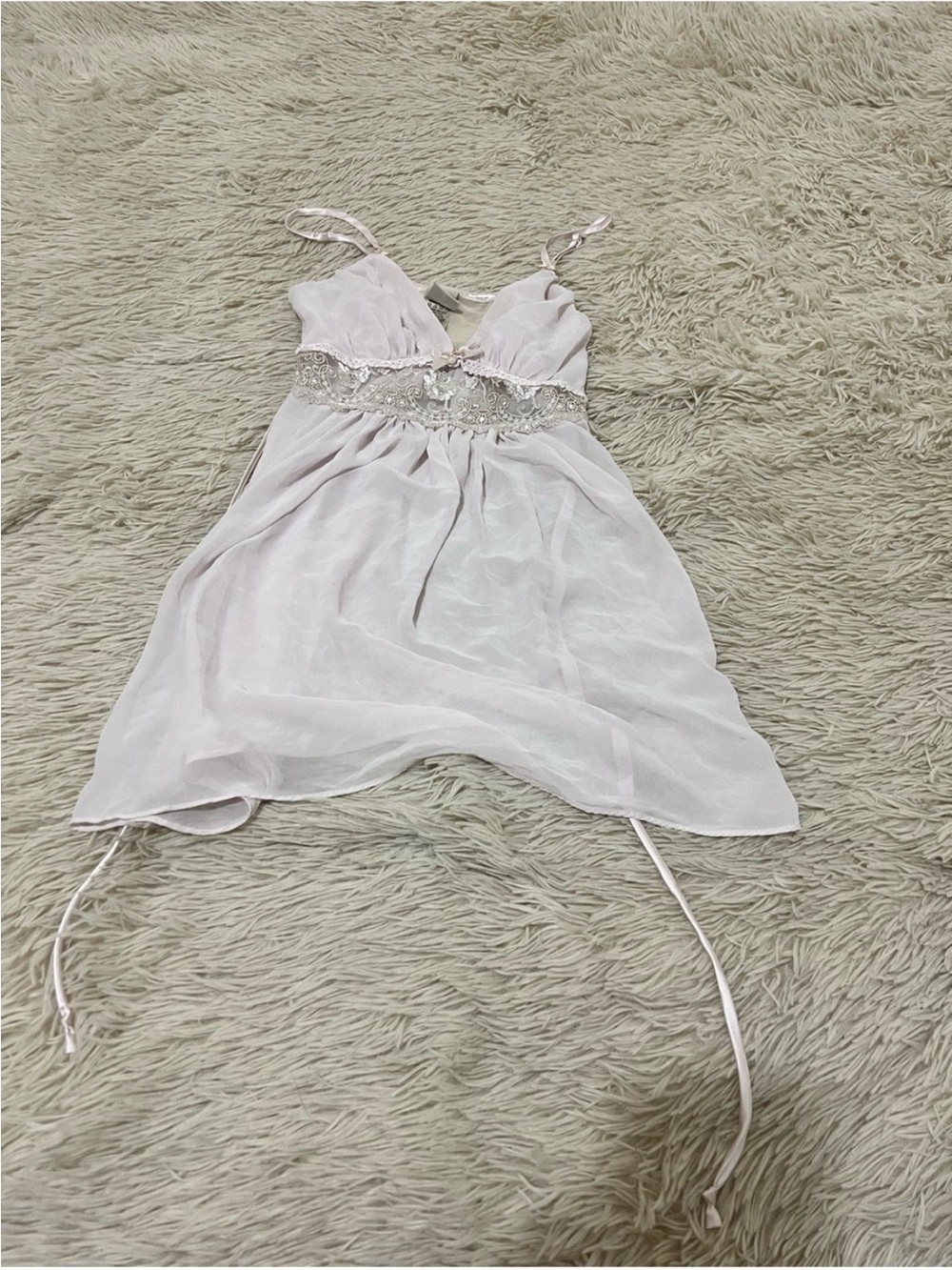 In Bloom White Chiffon Chemise with Embellished Waist